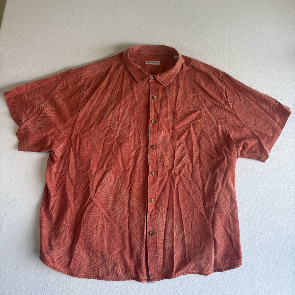 Tommy Bahama Men's 4XLB Red Tropical Silk Woven Short Sleeve Button-Up Pockets